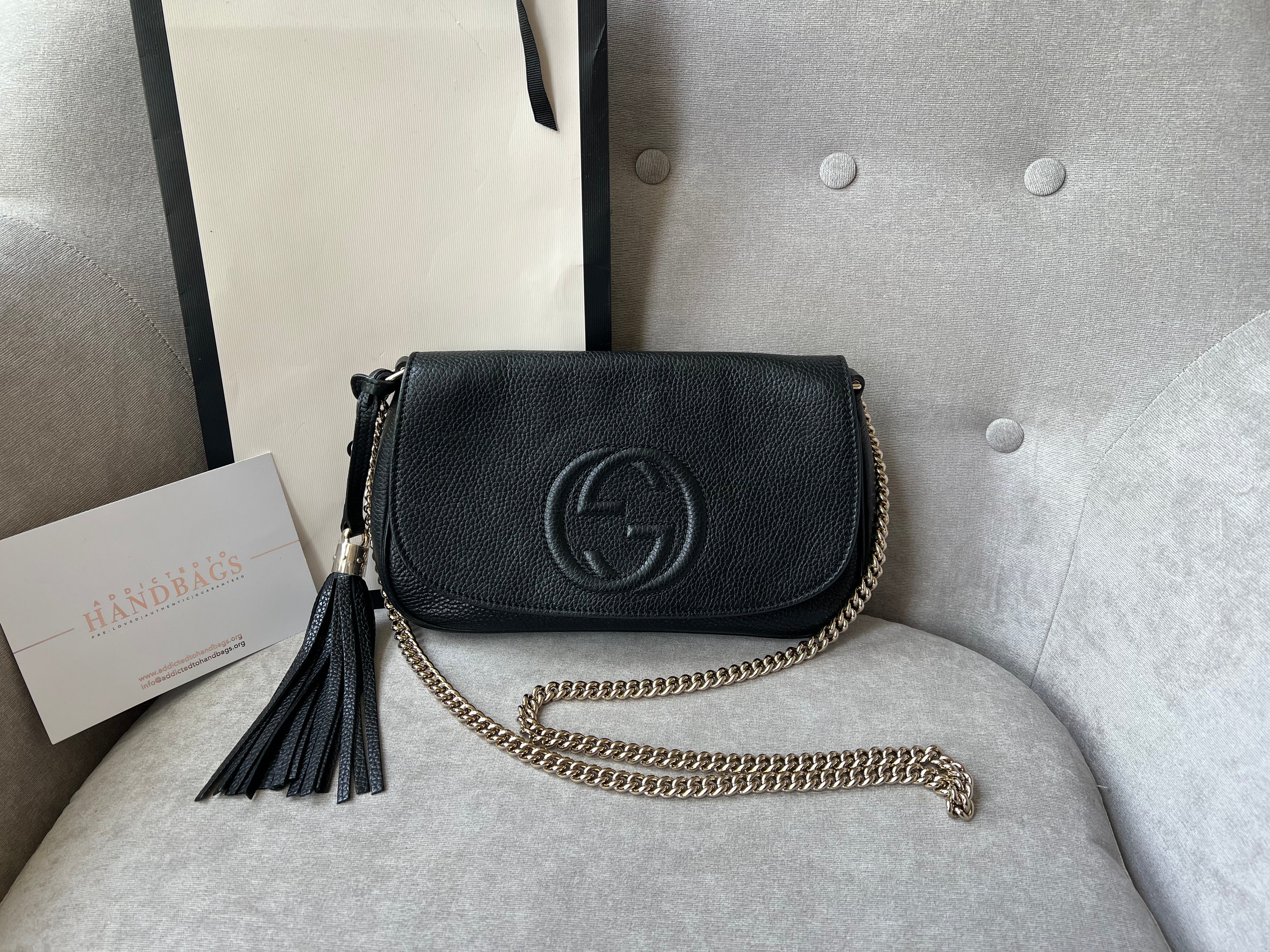 Soho long flap leather crossbody bag Gucci Black in Leather - 27460973