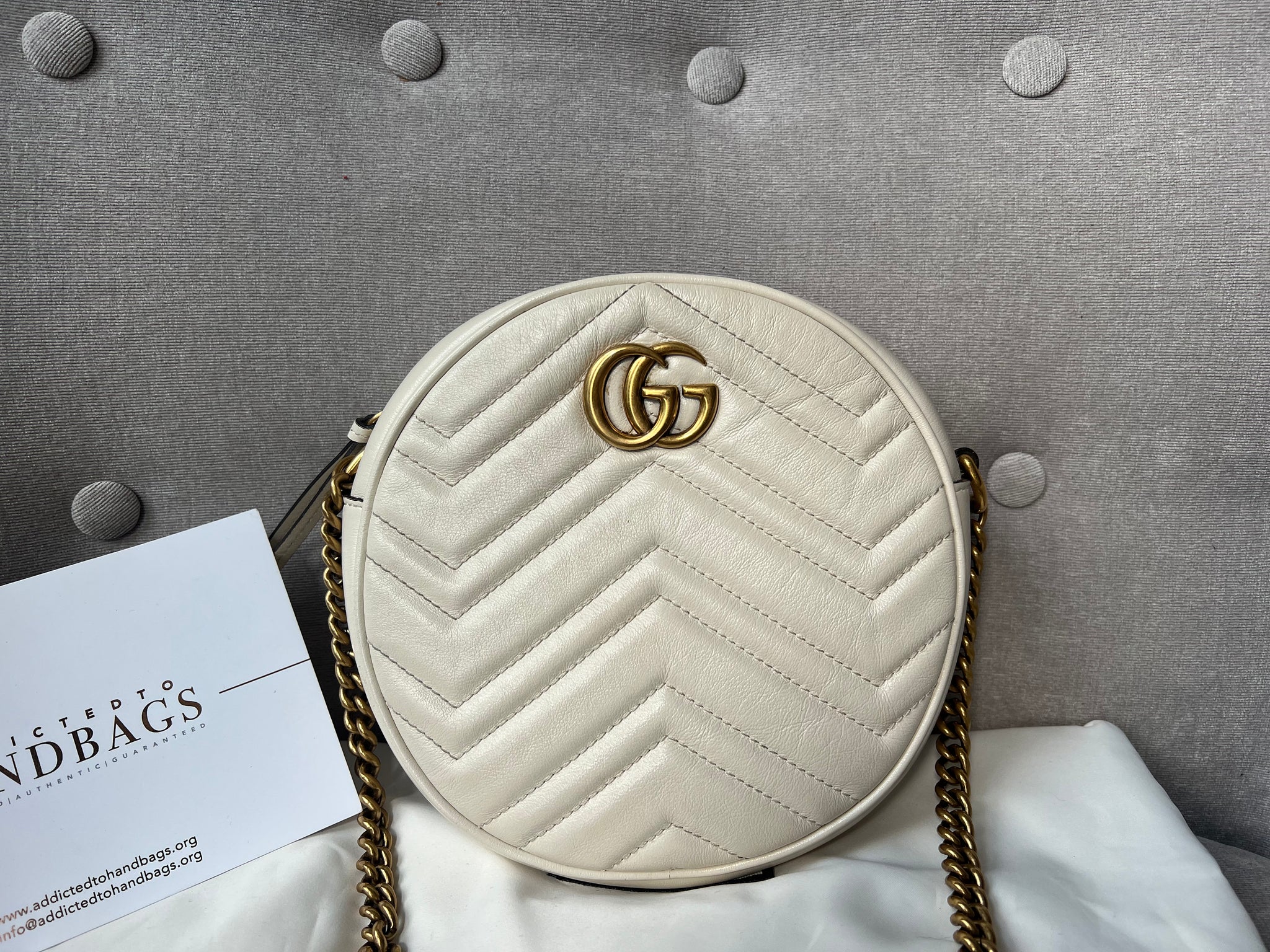 Gucci white round bag sales