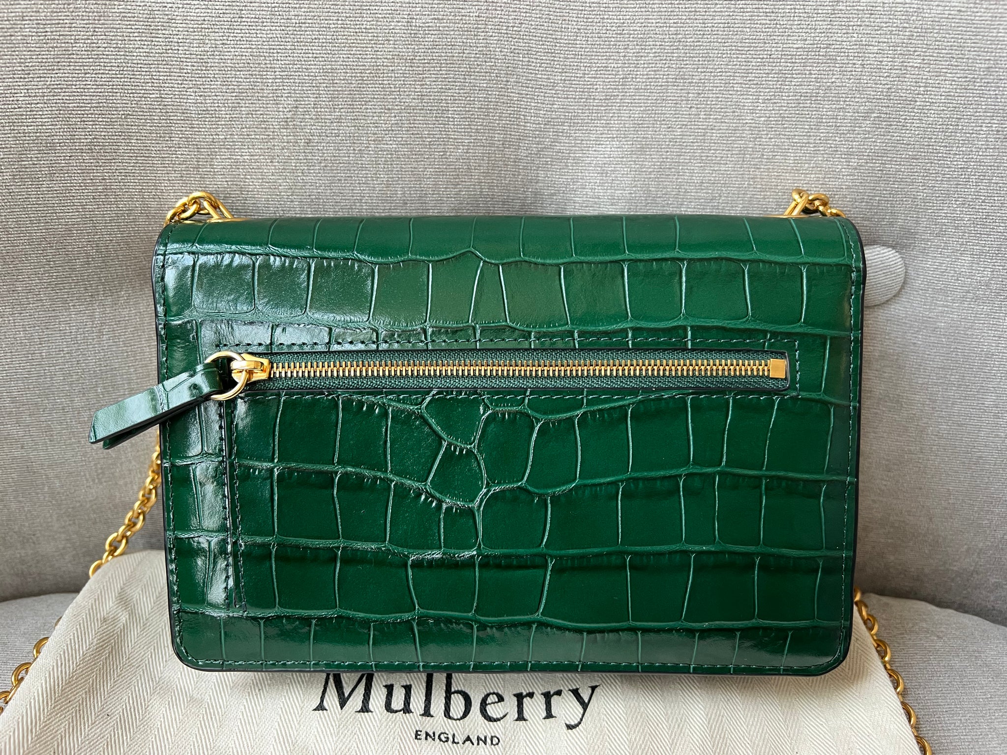 Mulberry Small Jungle Green Shiny Croc Darley Shoulder Bag RRP 685 Addicted to Handbags