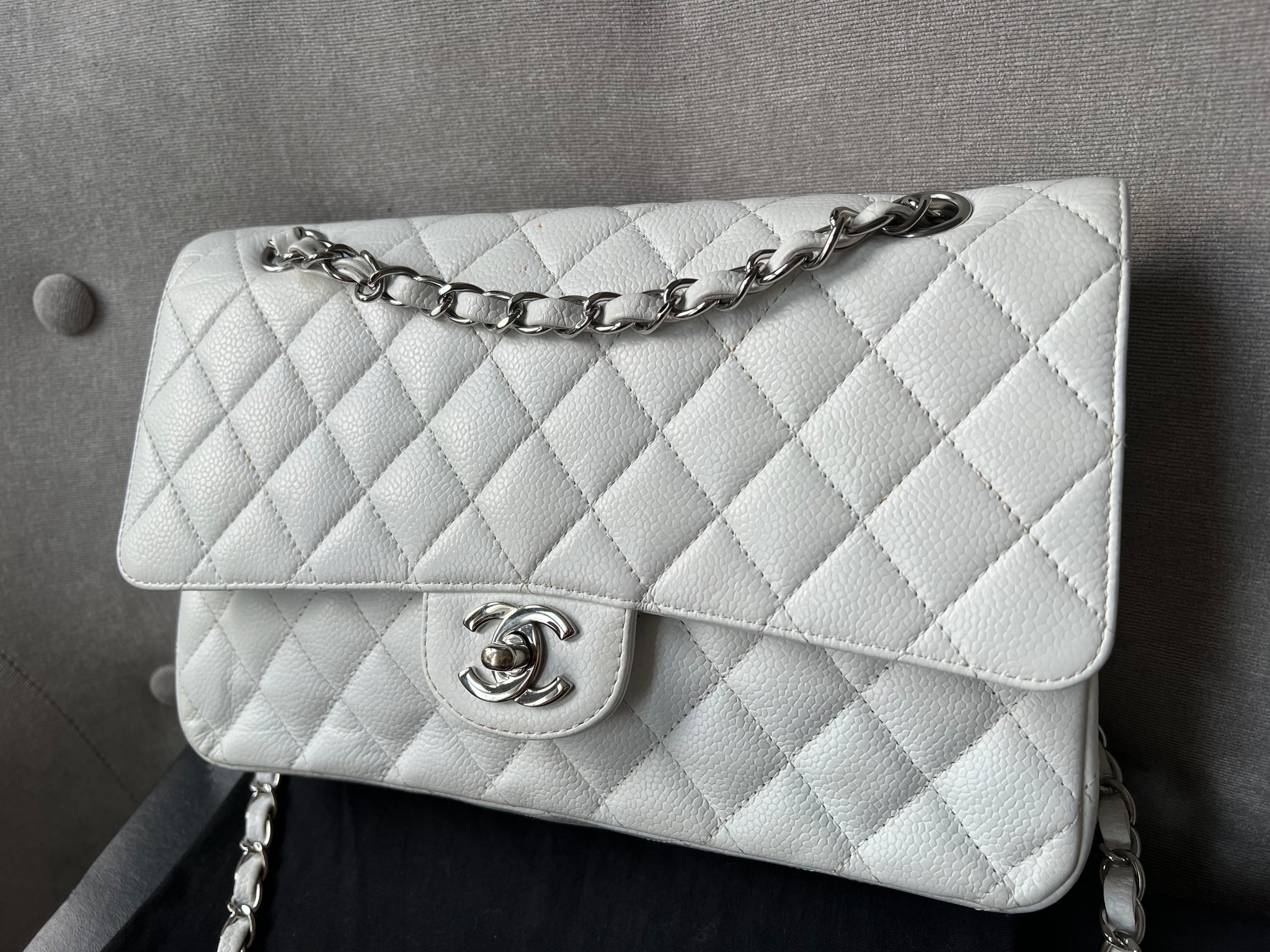 White leather chanel bag sale