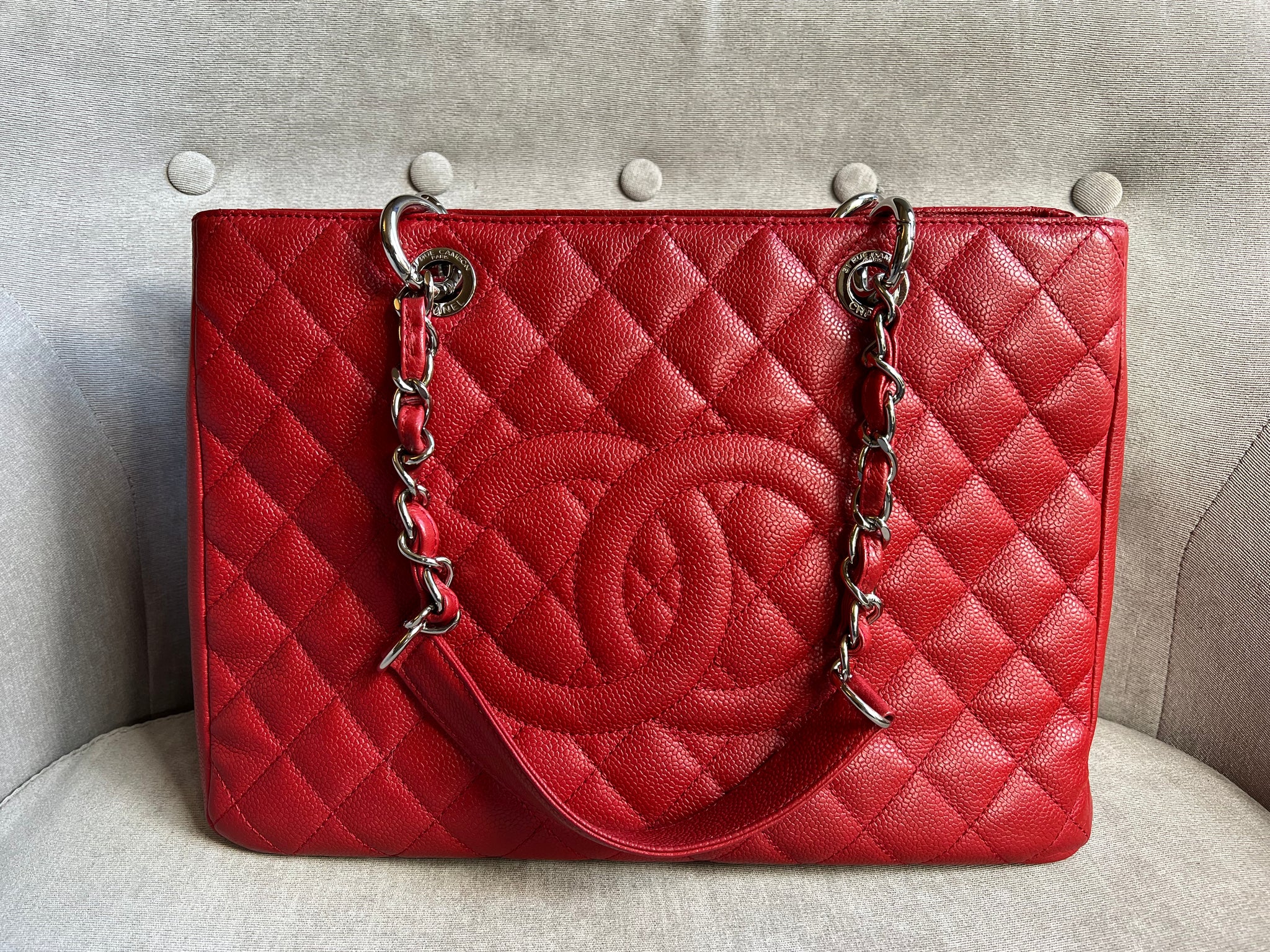Chanel Red Caviar Grand Shopper Tote GST