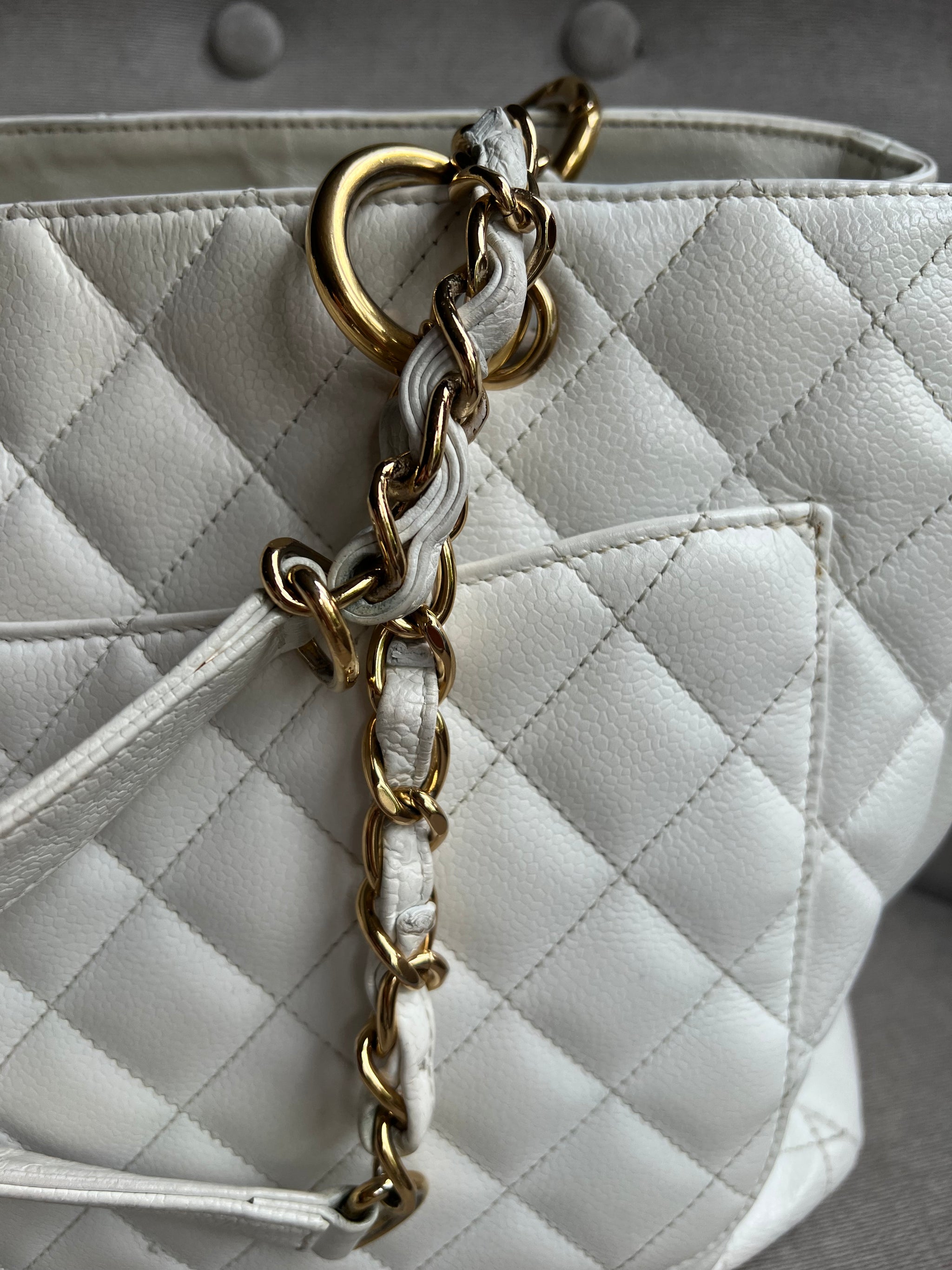 Chanel White Caviar Grand Shopper Tote GST Addicted to Handbags