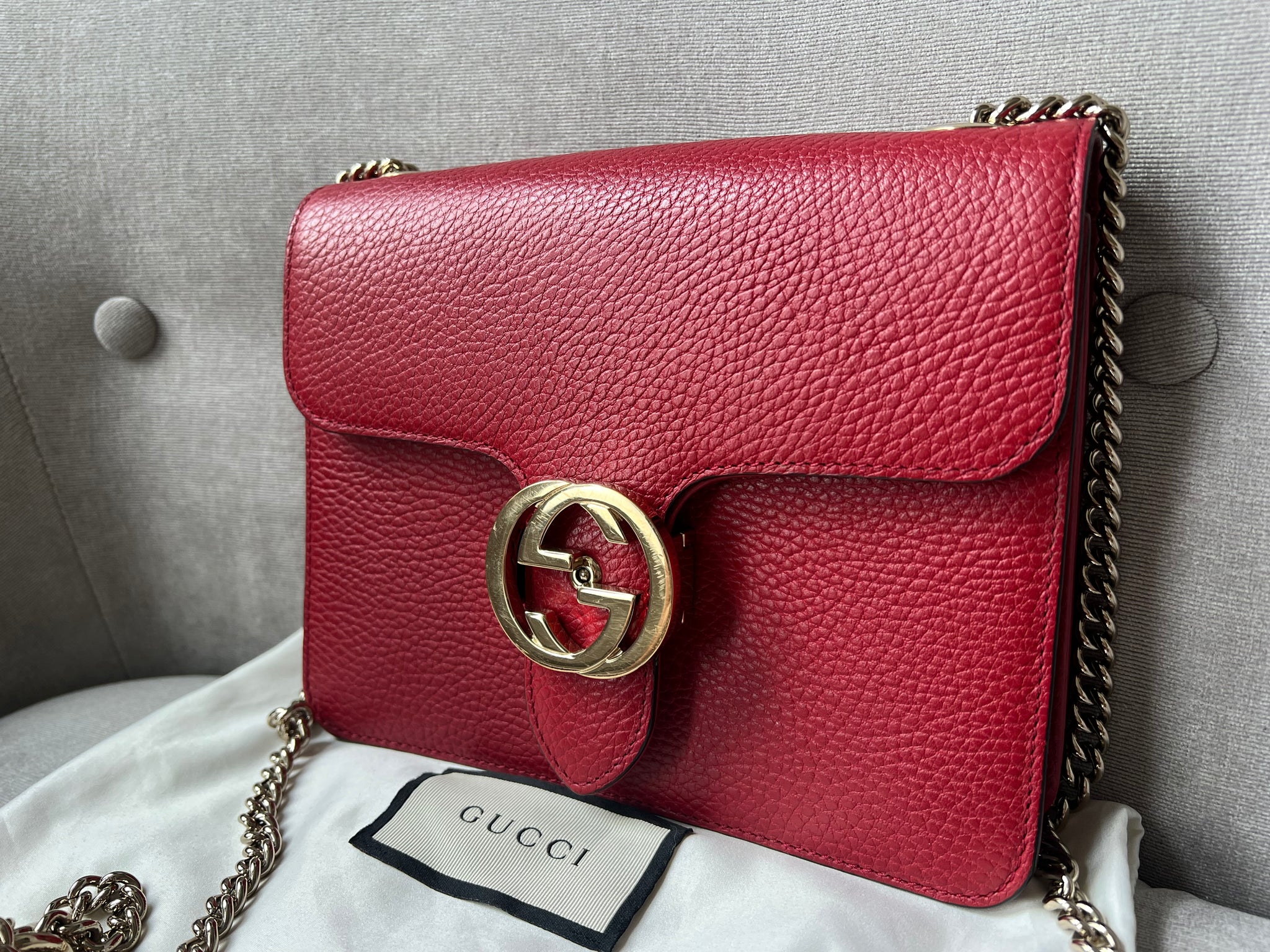 Gucci Interlocking GG Red Small Shoulder Bag Addicted to Handbags