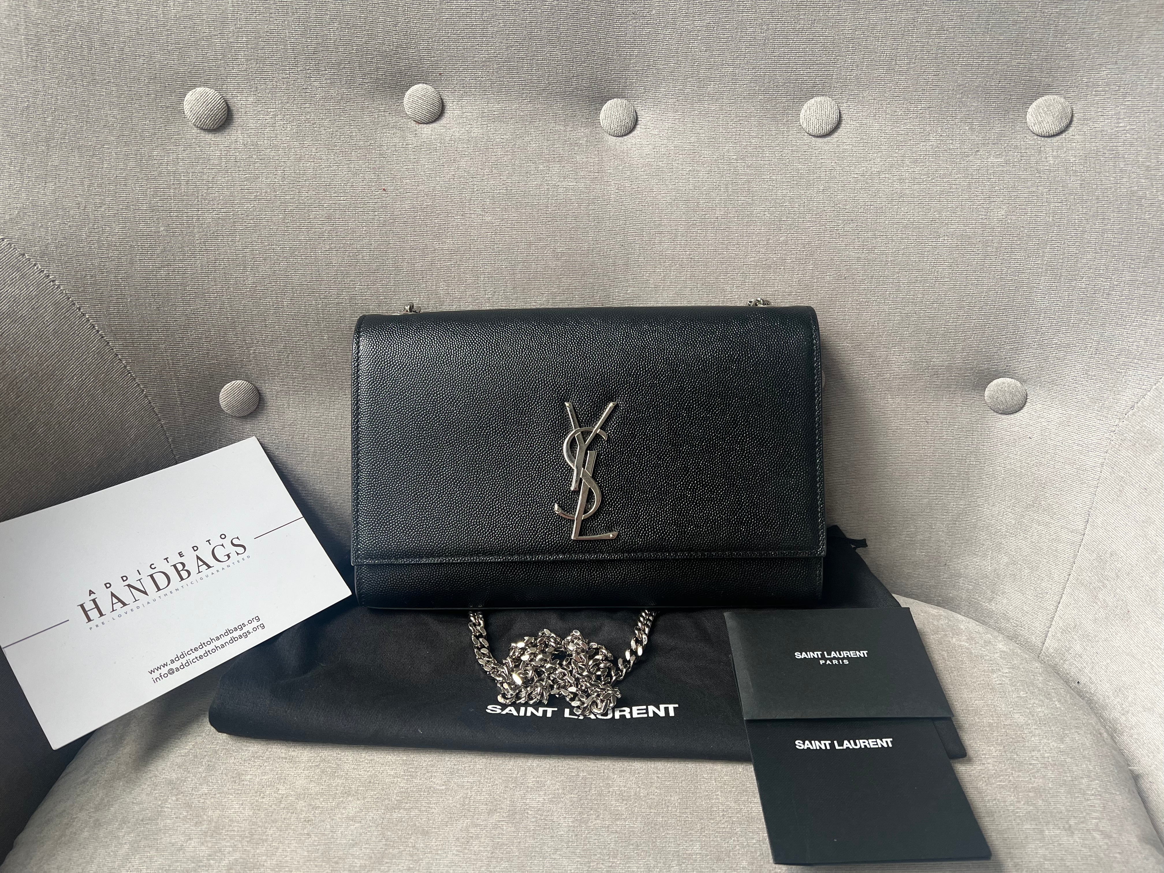Yves Saint Laurent (YSL) Black Medium Kate with Silver Hardware