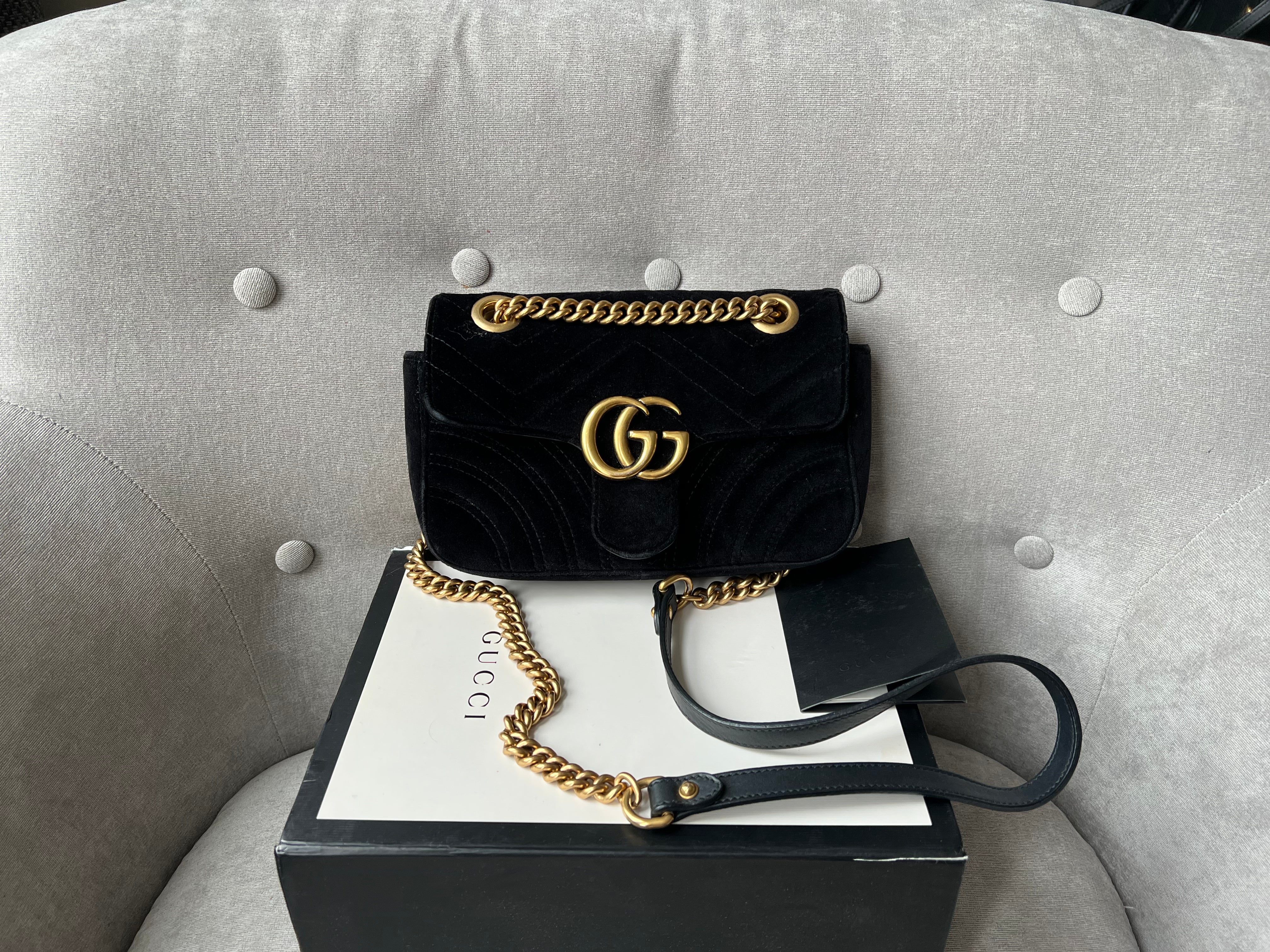 Gucci, Bags, Gucci Black Velvet Bag Large Shoulder Bag