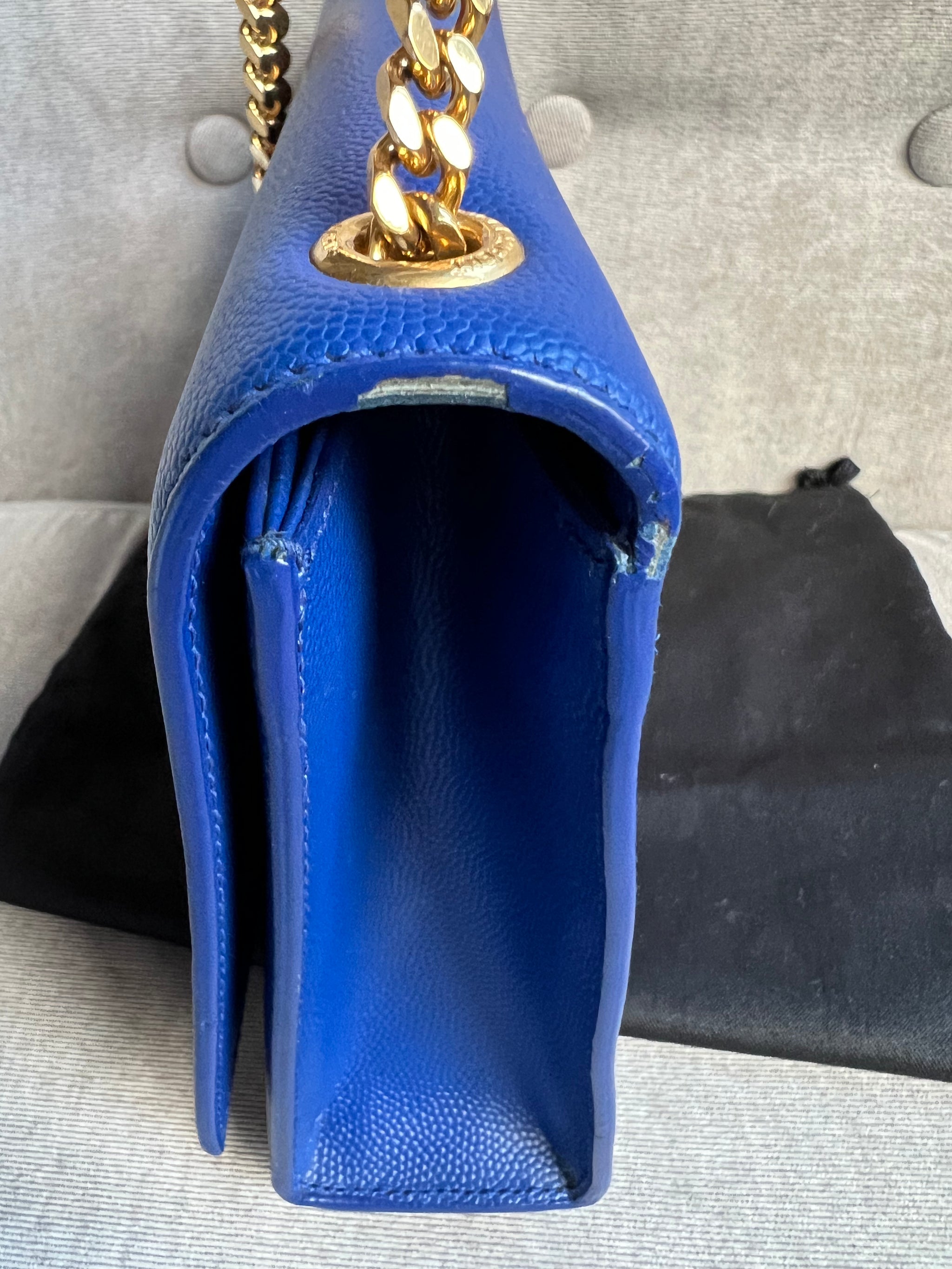 Yves Saint Laurent (YSL) Blue Medium Kate with Gold Hardware (RRP