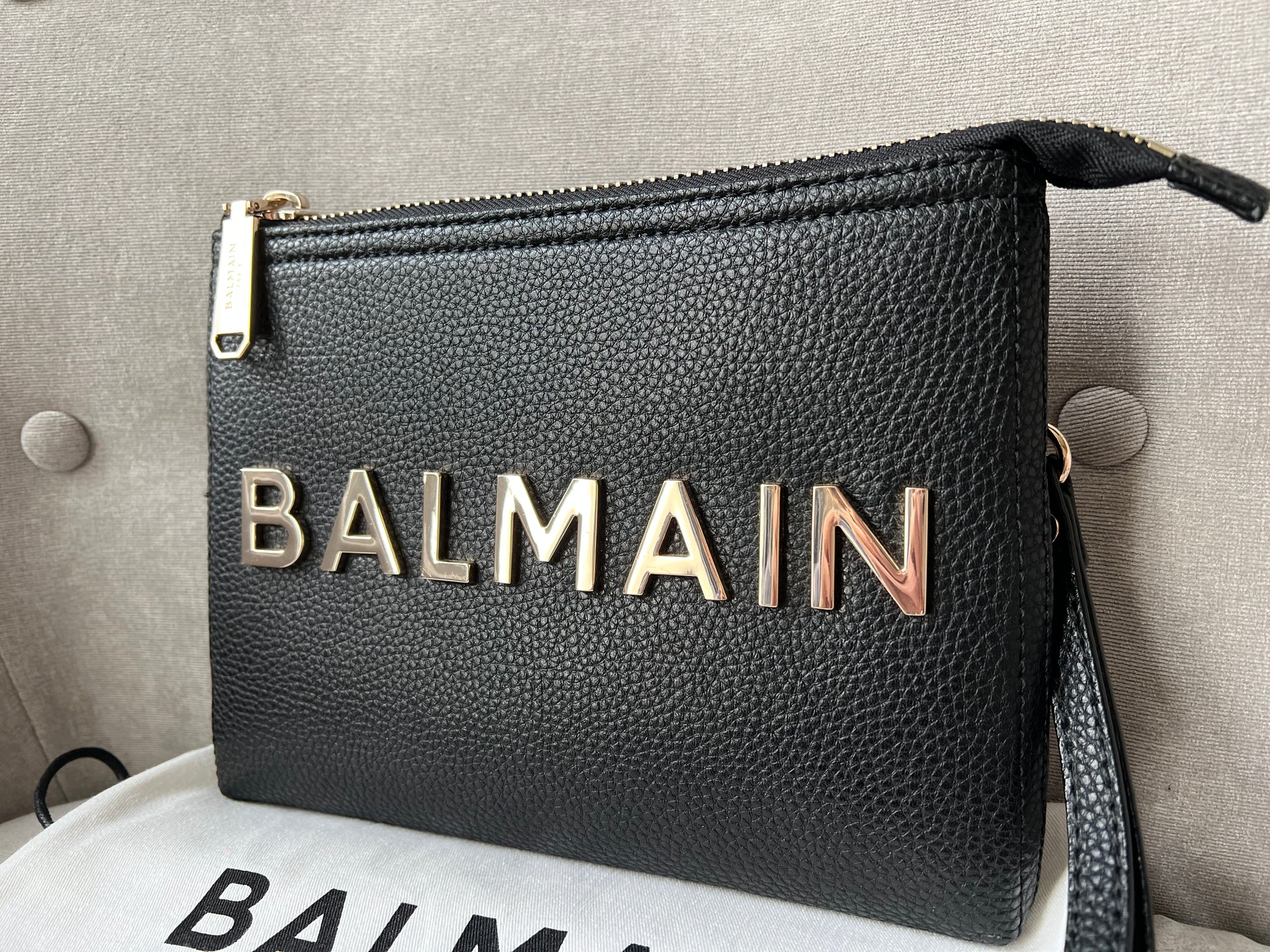 Balmain Black Logo Pouch Clutch – Addicted to Handbags