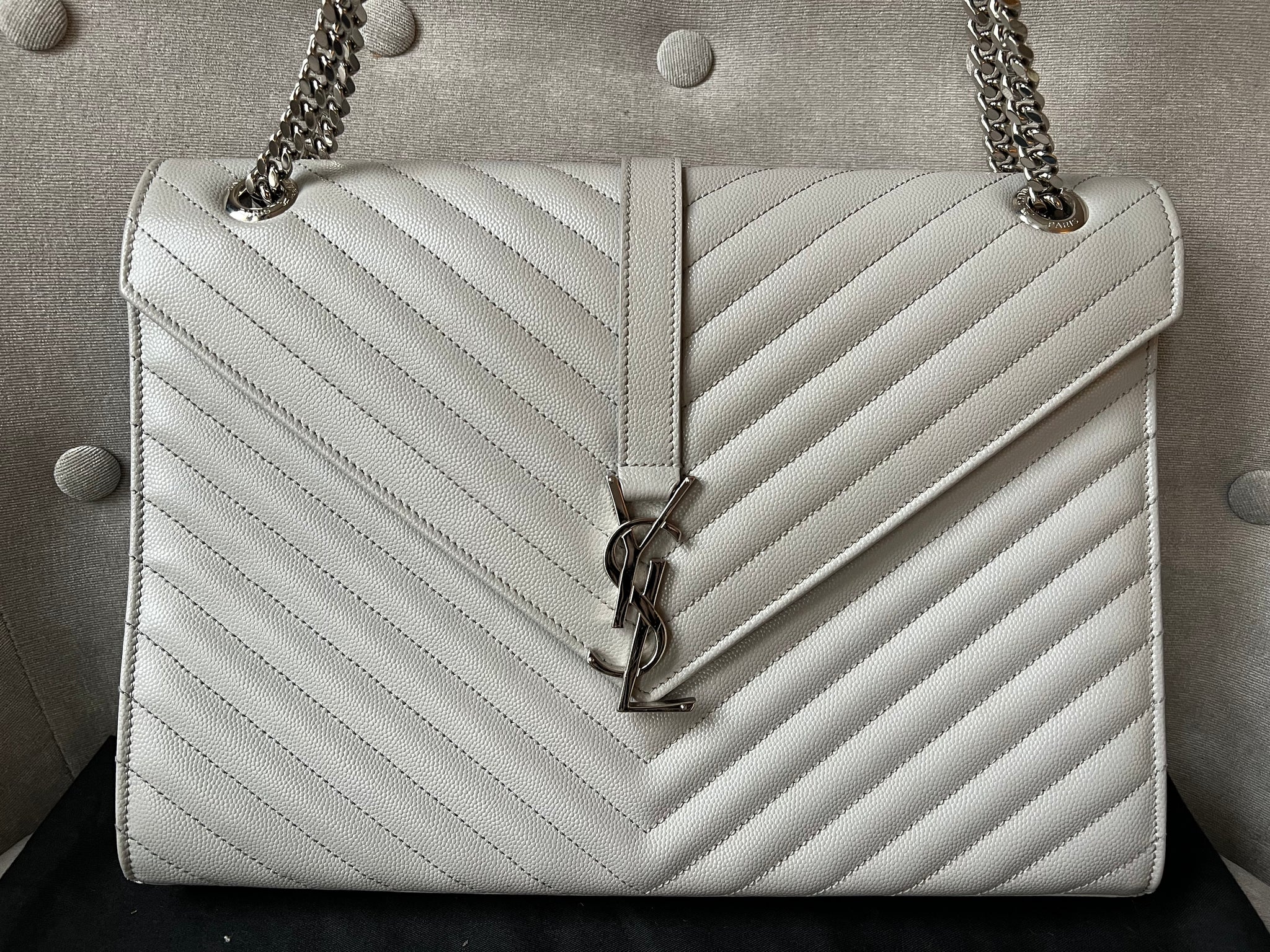 Yves Saint Laurent (YSL) Large Grey Envelope Bag (RRP £2,400