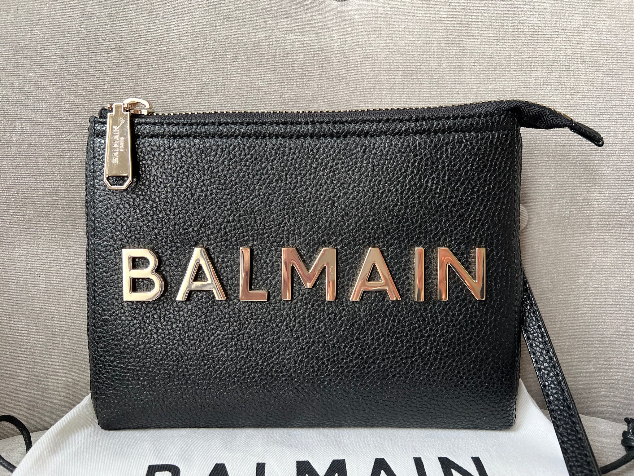 Balmain Black Logo Pouch Clutch