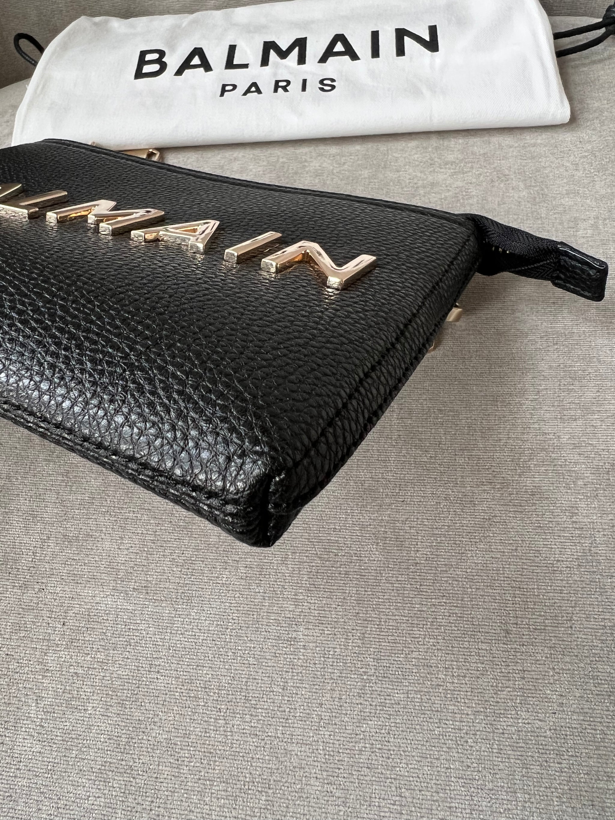 Balmain Black Logo Pouch Clutch Addicted to Handbags