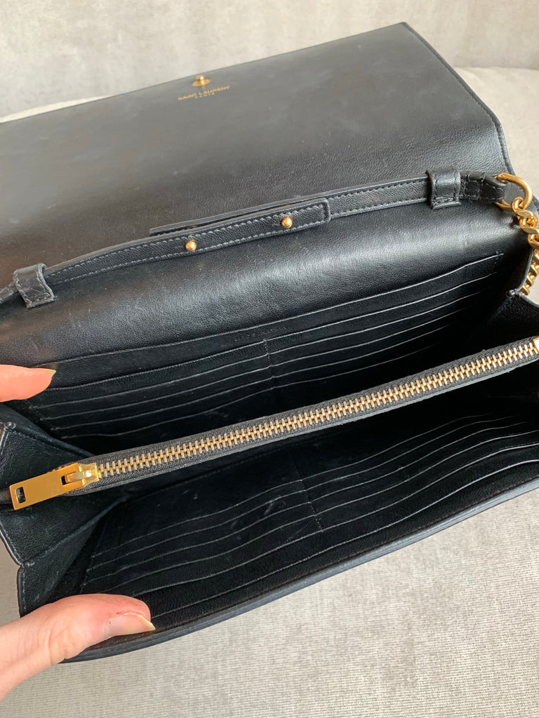 black ysl wallet on chain