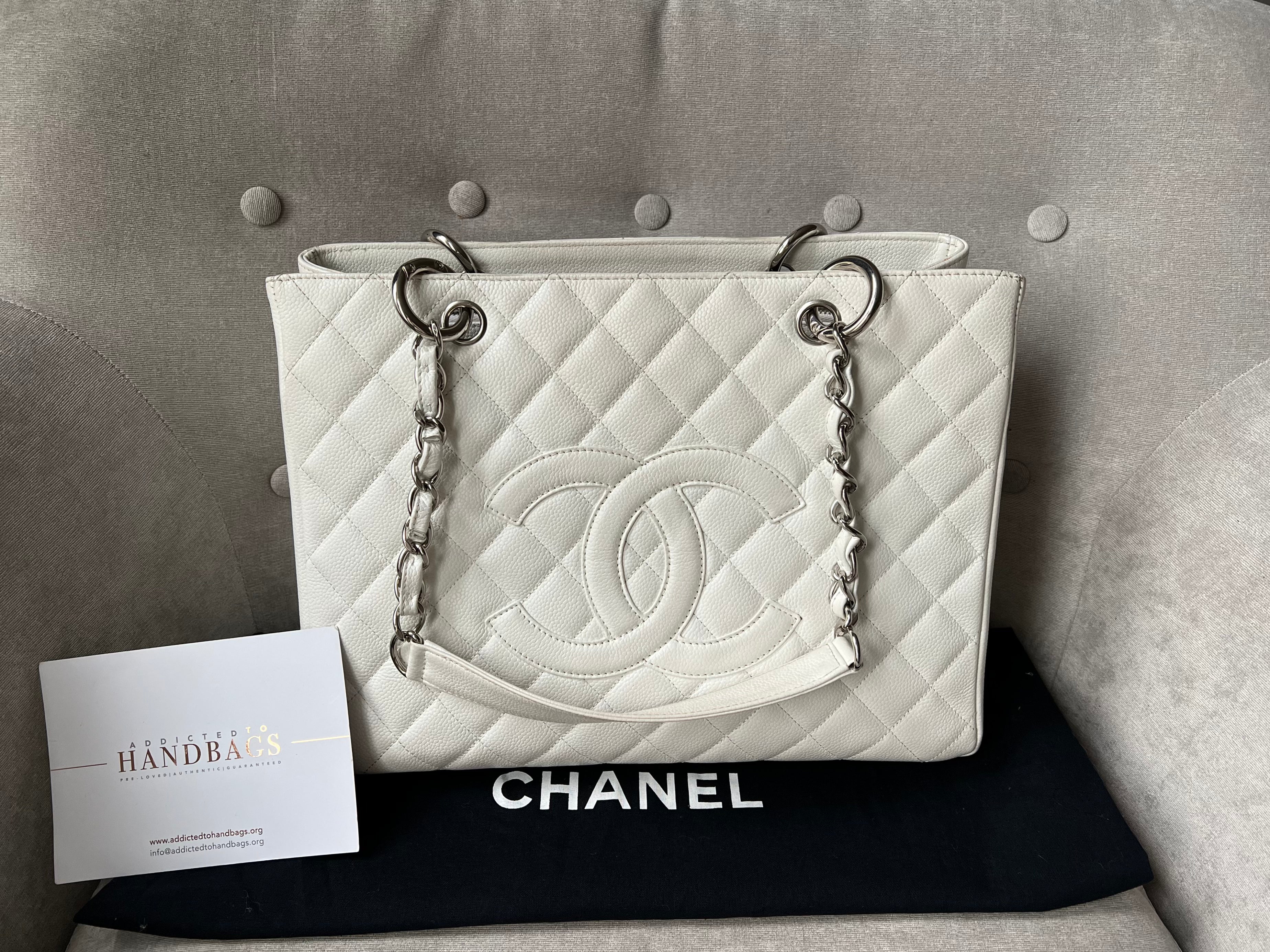 Chanel White Caviar Grand Shopper Tote (GST) – Addicted to