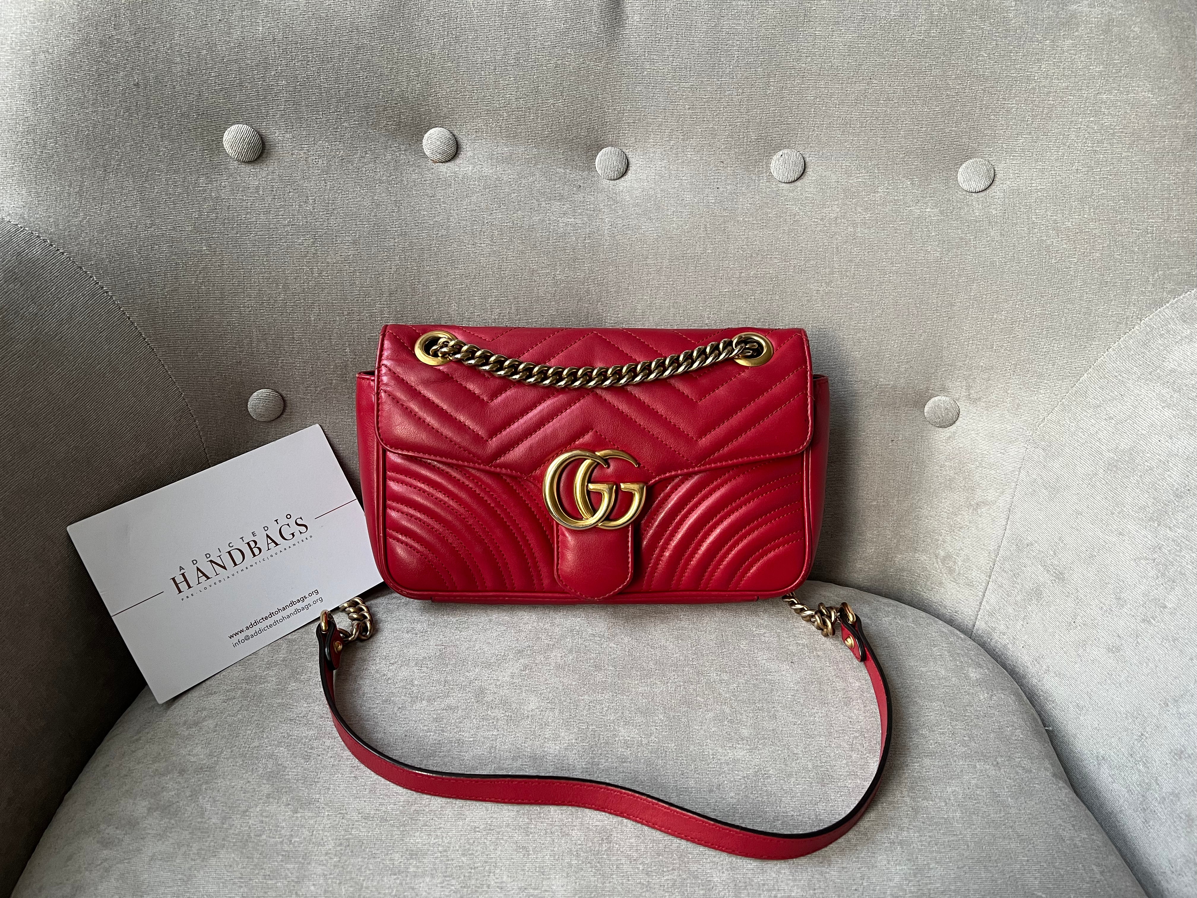 Gucci GG Hibiscus Red Marmont Small Shoulder Bag RRP 1 800