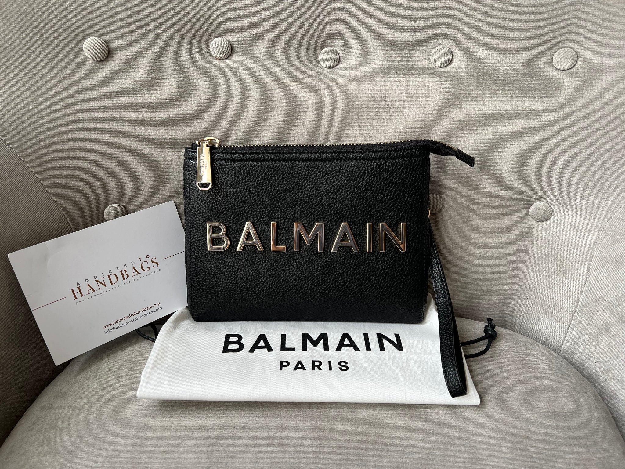 Balmain Black Logo Pouch Clutch